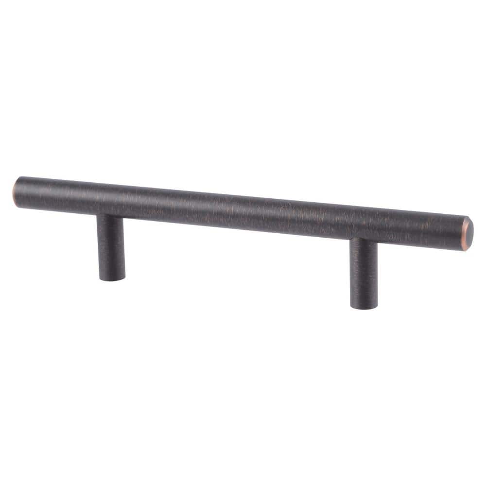 Modern Steel 3-3/4 in. Center-to-Center Oil Rubbed Bronze Bar Cabinet Pull 