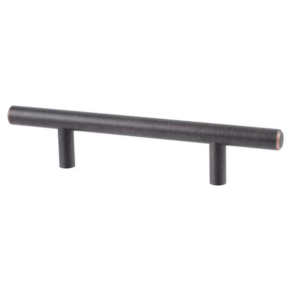 null Modern Steel 3-3/4 in. Center-to-Center Oil Rubbed Bronze Bar Cabinet Pull (10-Pack)