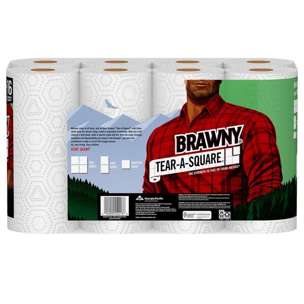 Brawny Tear-A-Square Paper Towels 12 = 24 Regular Rolls 3 Sheet Size Other 