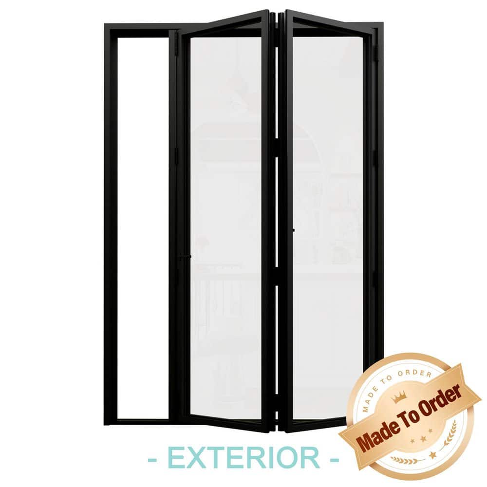 72 in. x 96 in. Right Swing/Outswing Double Tempered Glass Black Aluminum Folding Patio Door price history on PriceWatchPro