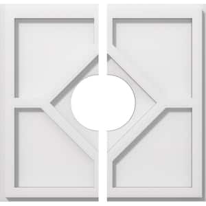 1 in. P X 4-3/4 in. C X 14 in. OD X 4 in. ID Embry Architectural Grade PVC Contemporary Ceiling Medallion, Two Piece