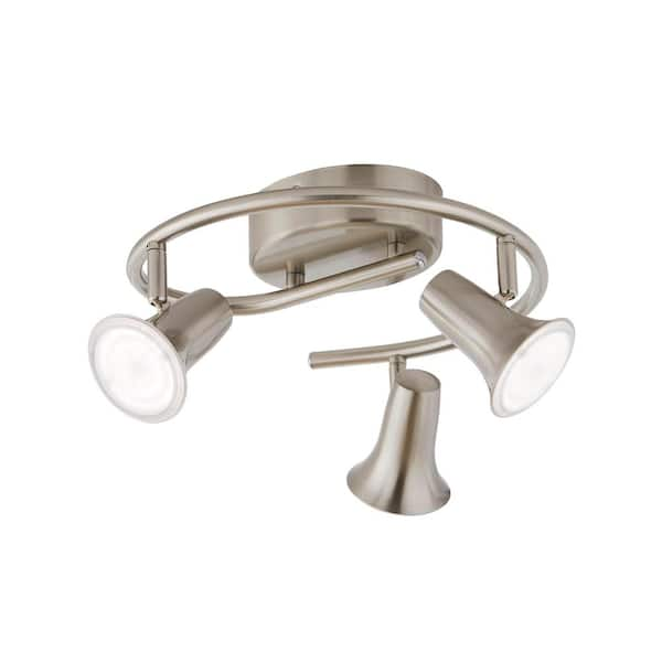 Hampton Bay Kenmont 1 ft. 3 Light Brushed Nickel Wave Integrated