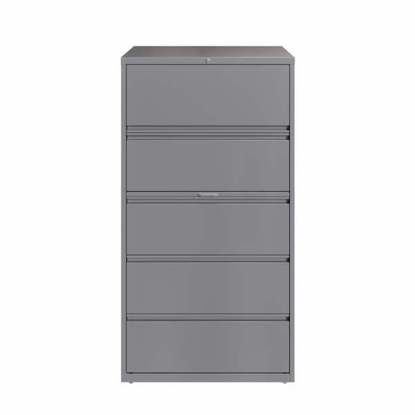 Hirsh 36 in. W 5-Drawer Arctic Silver Metal Lateral File Cabinet for Home and Office,Holds Letter,Legal and A4 Hanging Folders