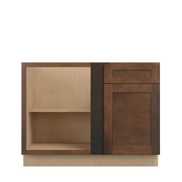 Kunal Kitchens Amherst Shaker 45 in. W x 34.5 in. H x 24 in. D in Walnut Plywood Assembled Corner Blind Base-Left