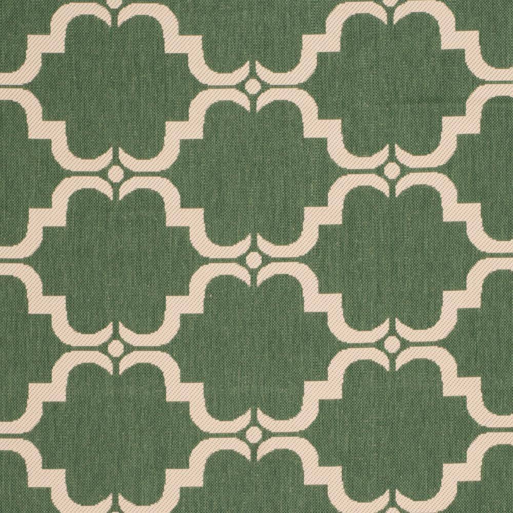 Dark Green and Beige Rectangular Synthetic Outdoor Area Rug