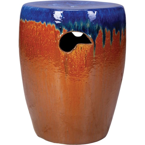 Small Ceramic Garden Bench-Iris Red Copper (13 in. H W x 17 in. H)