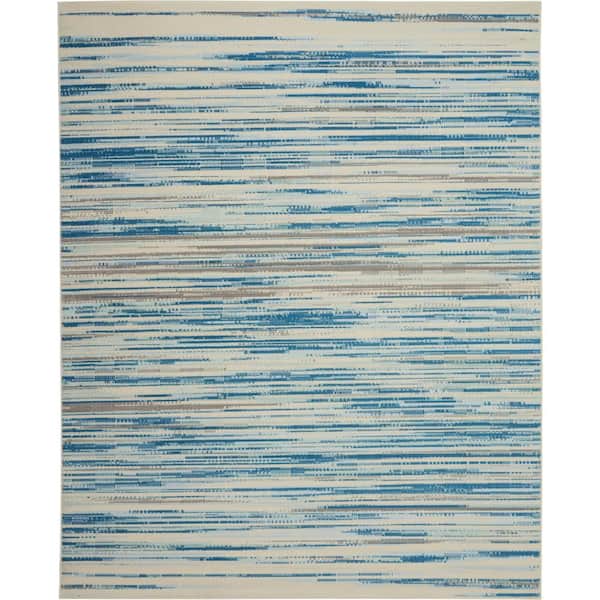 Nourison Jubilant Blue 7 ft. x 10 ft. Modern Ombre Brushstroke Area Rug
