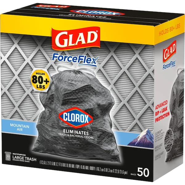 Glad 30 Gal. ForceFlex Black Drawstring Outdoor Trash Bags with