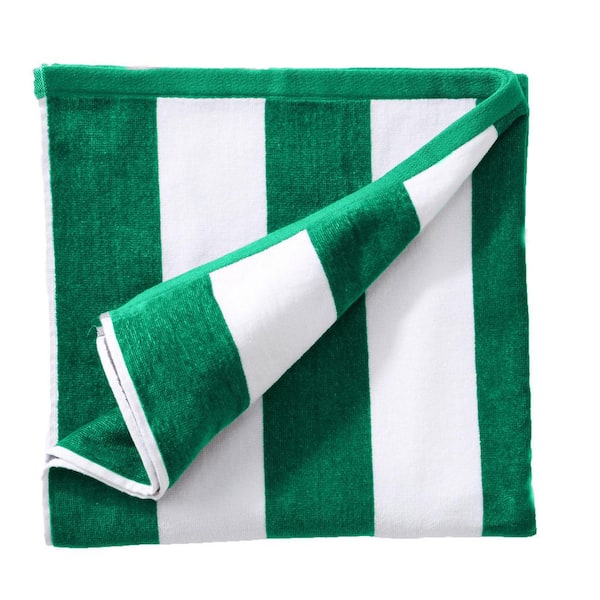 FRESHFOLDS Green Oversized 100% Cotton Cabana Beach and Pool Towels