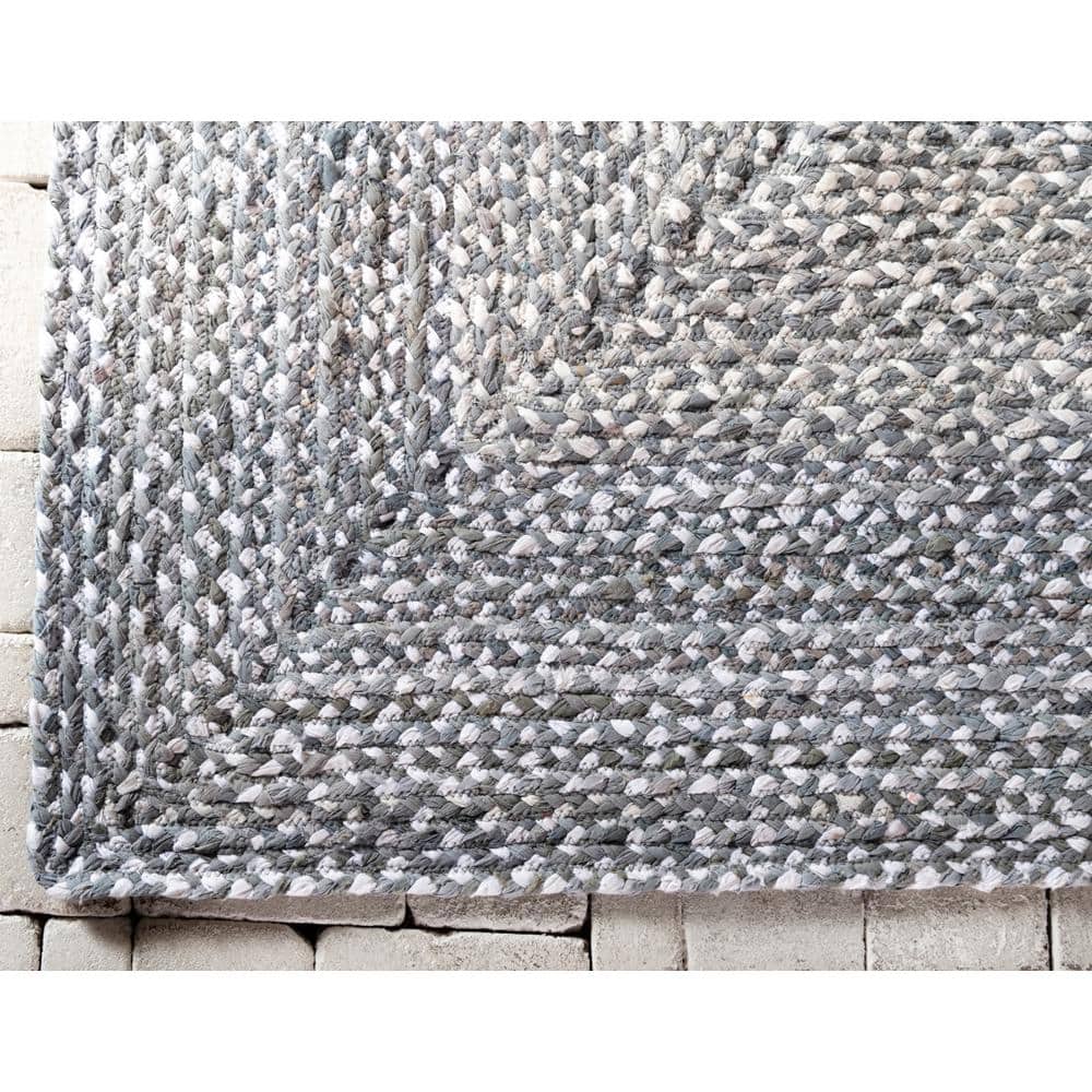 Eco-Friendly Hand-Braided Gray Chindi Rug 2' x 3'