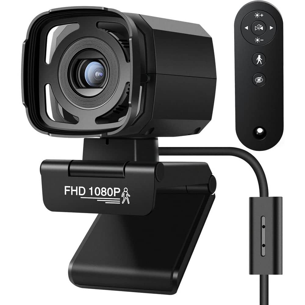 Auto-tracking 1080P HD Webcam with Privacy Shutter, Mic, Remote, 73° View, WDR, USB Plug and Play for PC and Laptop - Thumbnail 4