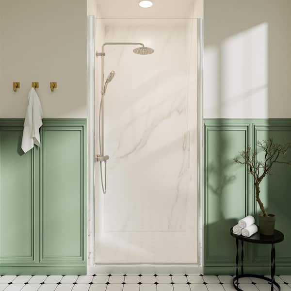 30 in. W x 72 in. H Pivot Framed Swing Shower Door in Single Panel in Chrome Finish with 1/4 in. Clear Tempered Glass