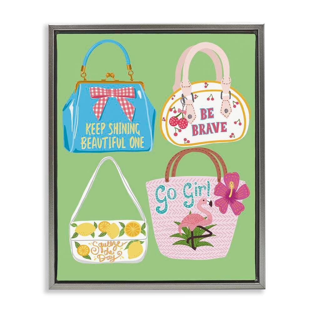 Girl Vibes Handbags by Jo Reid Gray Floater Frame Abstract Graphic Art Print 21 in. x 17 in. price history on PriceWatchPro