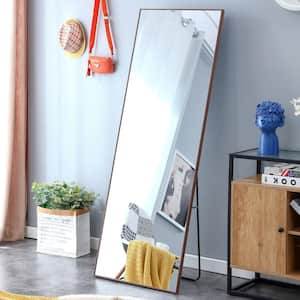 23 in. W x 65 in. H Brown Solid Wood Frame Full Length Mirror, Wall Mounted