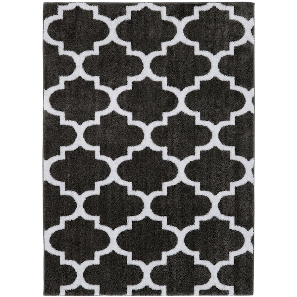 Seyward 5 ft. x 7 ft. Titanium Trellis Shag Area Rug