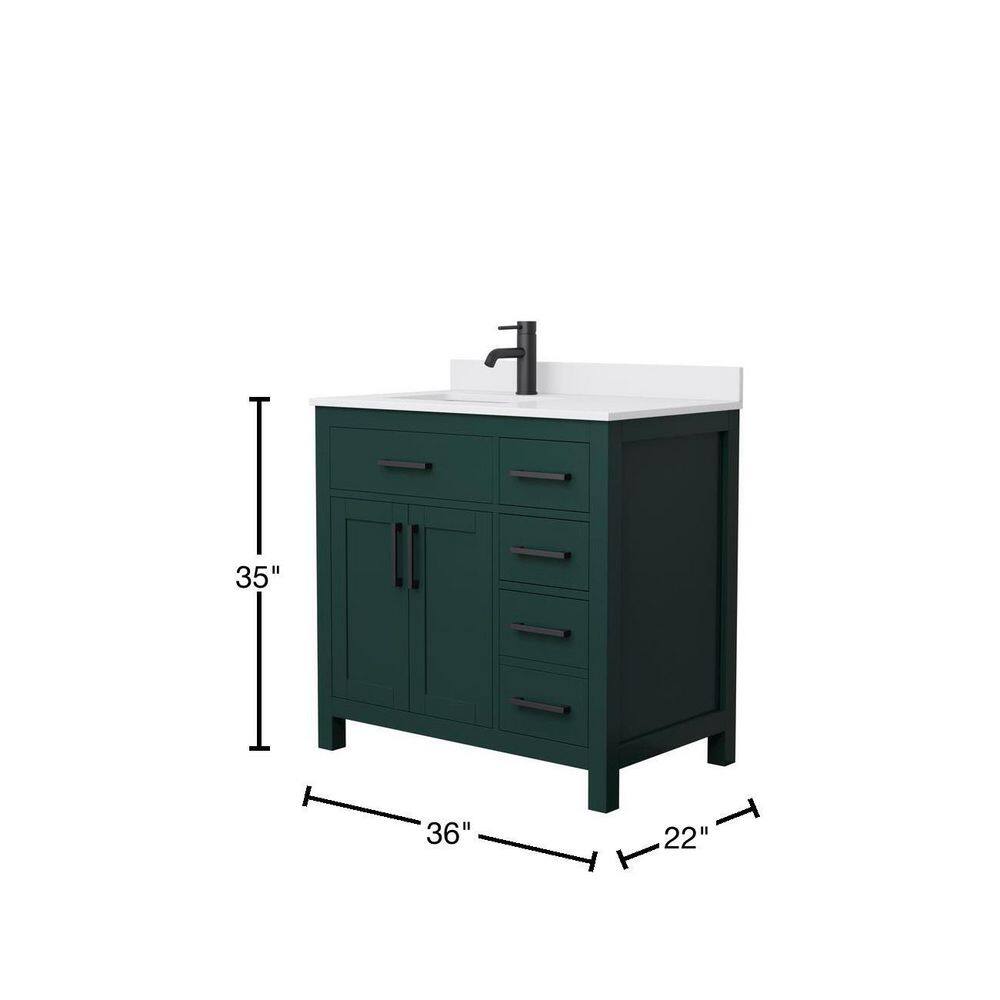 Green Freestanding Single Bathroom Vanity with White Cultured Marble Top