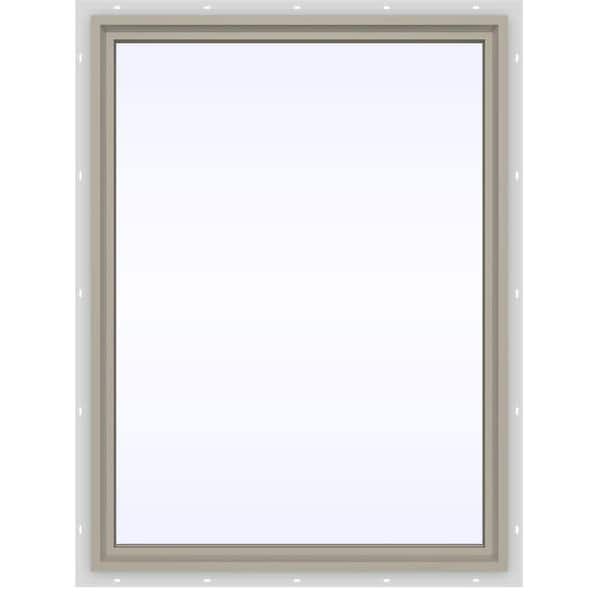 JELD-WEN 35.5 in. x 47.5 in. V-4500 Series Desert Sand Painted Vinyl Picture Window w/ Low-E 366 Glass