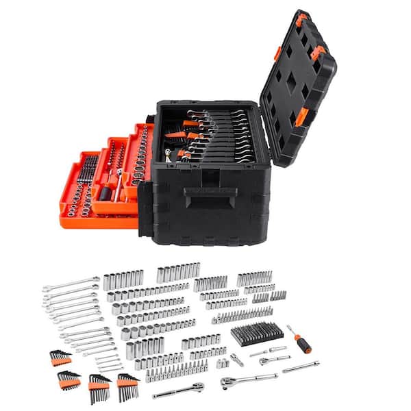 Mechanics Tool Set and Socket Set, SAE Metric Mechanic Tool Kit, 1/4,3/8 and 1/2 in. Drive Standard Sockets, 450-Piece
