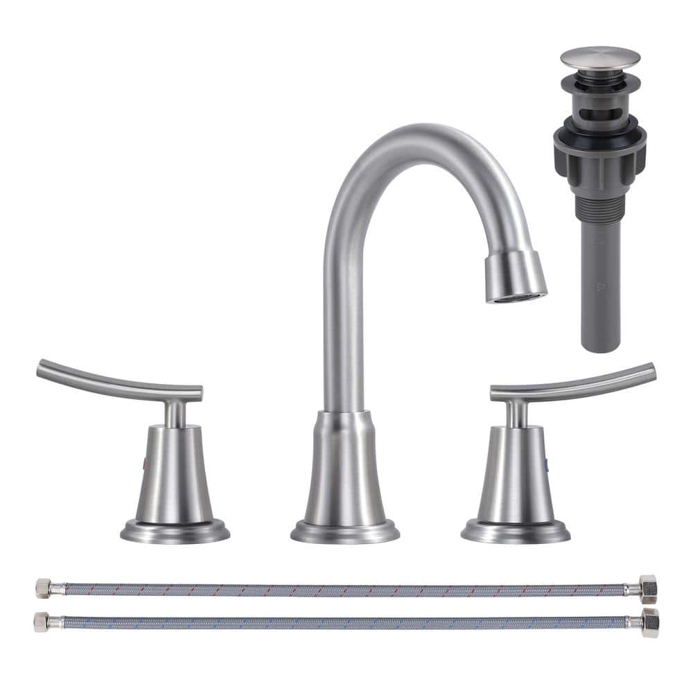 8 in. Widespread 2-Handle Bathroom Faucet with Pop-up Drain Assembly in Brushed Nickel price history on PriceWatchPro