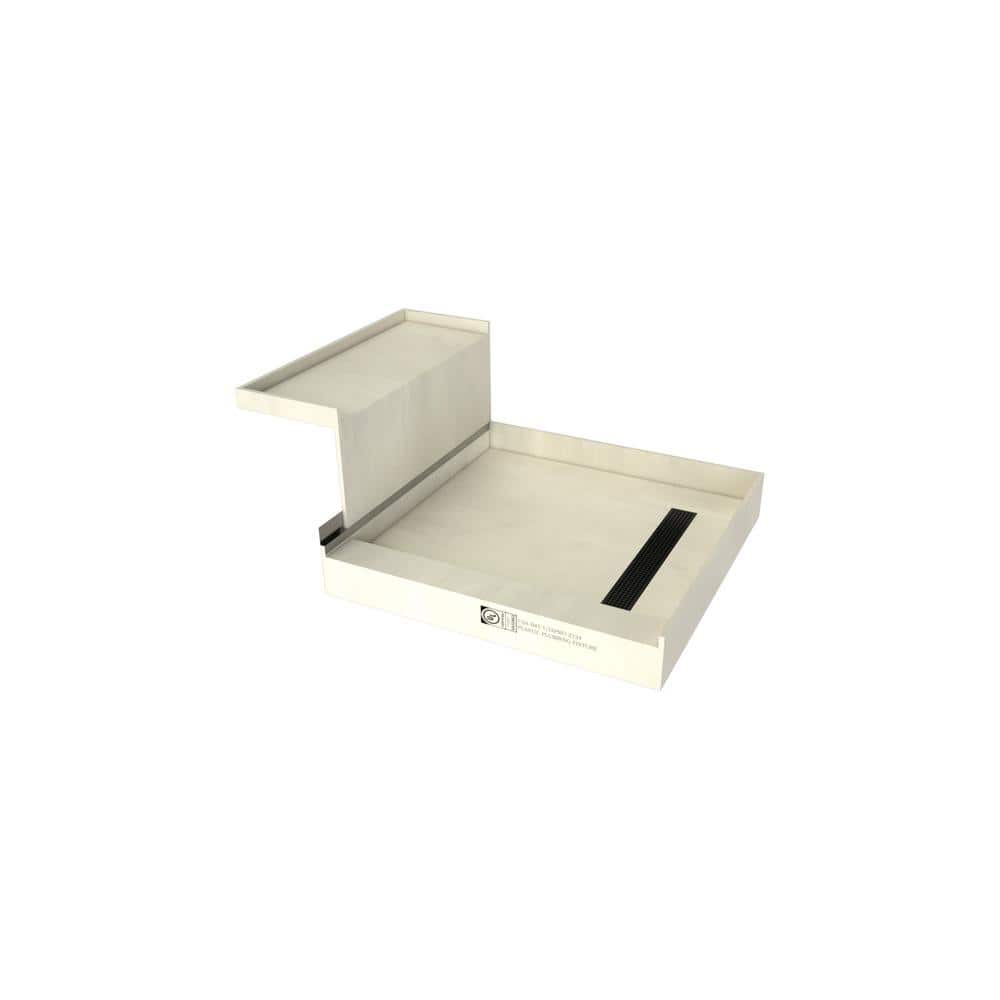 Tile Redi Base'N Bench 60 in. L x 48 in. W Alcove Shower Pan Base and