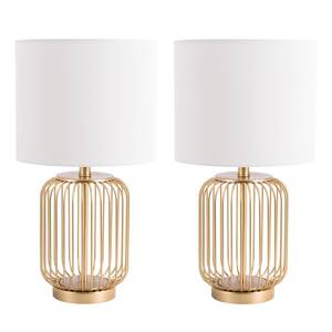 Portlia 21. 3 in. Copper Table Lamp with Off White Shade (Set of 2)