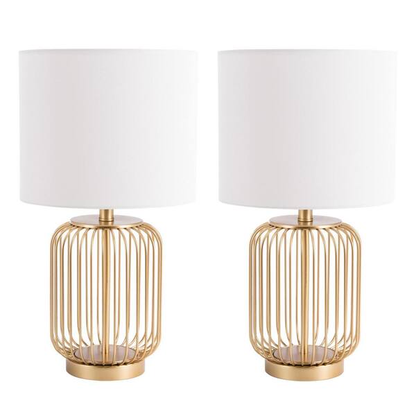 white and copper table lamp