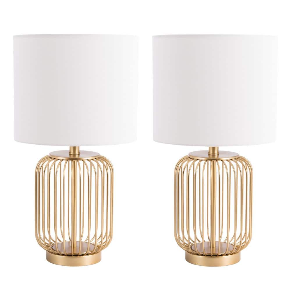 UPC 195058000062 product image for Portlia 21. 3 in. Copper Table Lamp with Off White Shade (Set of 2) | upcitemdb.com