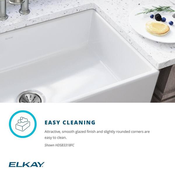 Burnham White Fireclay 33 in. Single Bowl Farmhouse Apron Kitchen Sink