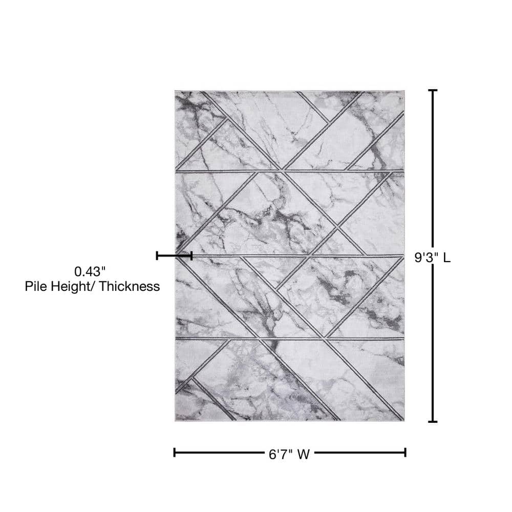 Gray Rectangular Stain-Resistant Synthetic Area Rug