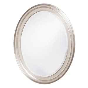 Medium Oval Silver Leaf Beveled Glass Classic Mirror (27 in. H x 19 in. W)