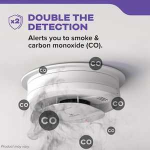 Hardwired Combination Smoke and Carbon Monoxide Detector with Interconnected Alarm and LED Warning Lights