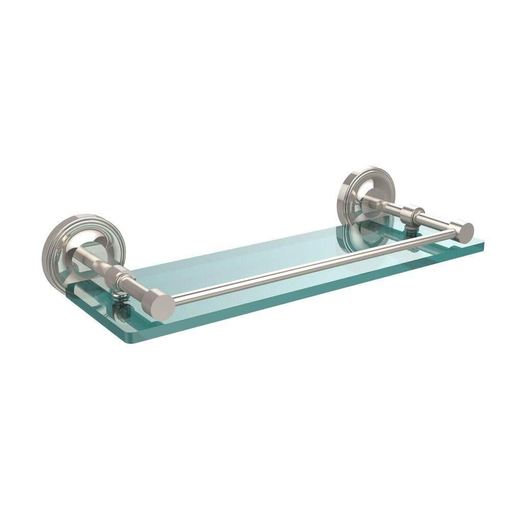 Allied Brass Prestige Regal 16 in. L x 3 in. H x 5 in. W Clear Glass Bathroom Shelf with Gallery Rail in Polished Nickel