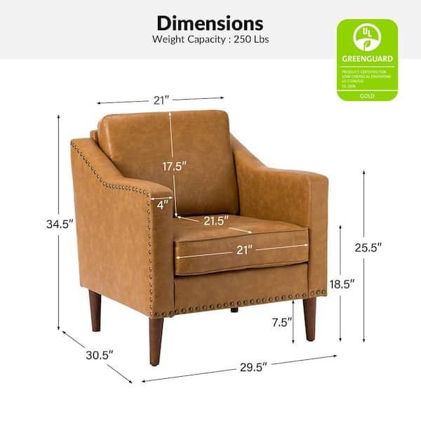 JAYDEN CREATION Celio 30 in. Camel Faux Leather Arm Chair
