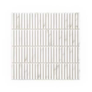 Doric Carrara White 11.5 in. x 11.875 in. Stack Matte Glass Mosaic Wall Tile (14.22 sq. ft./Case)