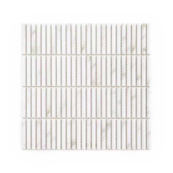 Jeffrey Court Doric Carrara White 11.5 in. x 11.875 in. Stack Matte Glass Mosaic Wall Tile (14.22 sq. ft./Case)