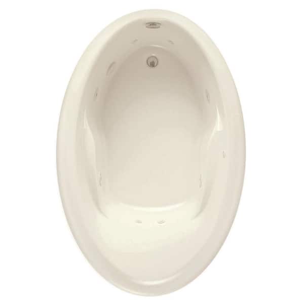 Aquatic Starla 60 in. Acrylic Oval Drop-in Whirlpool Bathtub with Heater Reversible Drain in Biscuit