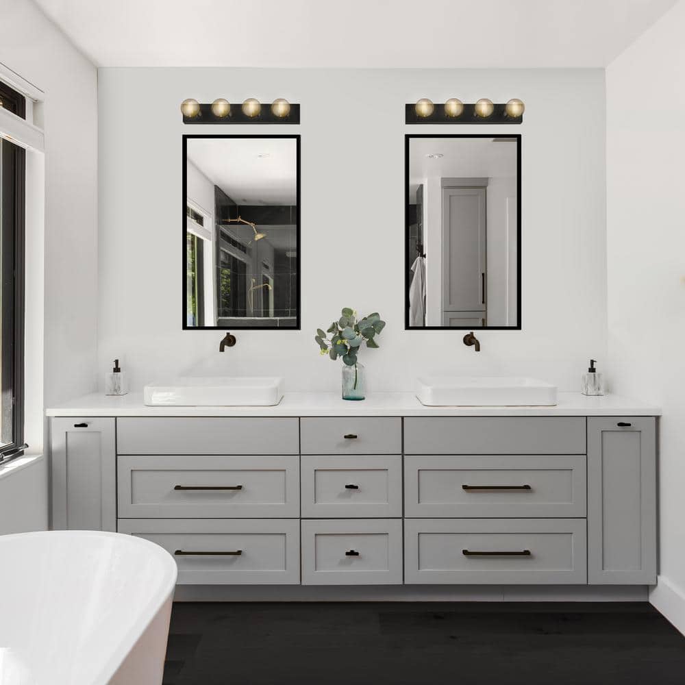 Matte Black 4-Light Dimmable Vanity Strip Light