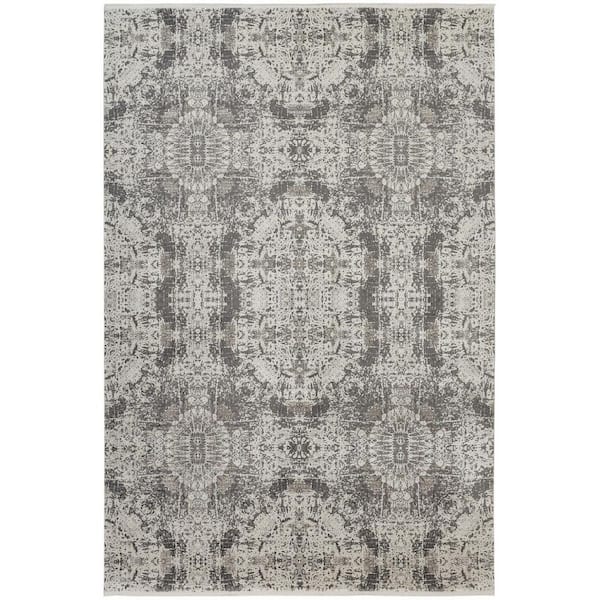 HomeRoots 5 X 8 Ivory, Taupe, Gray Abstract Area Rug