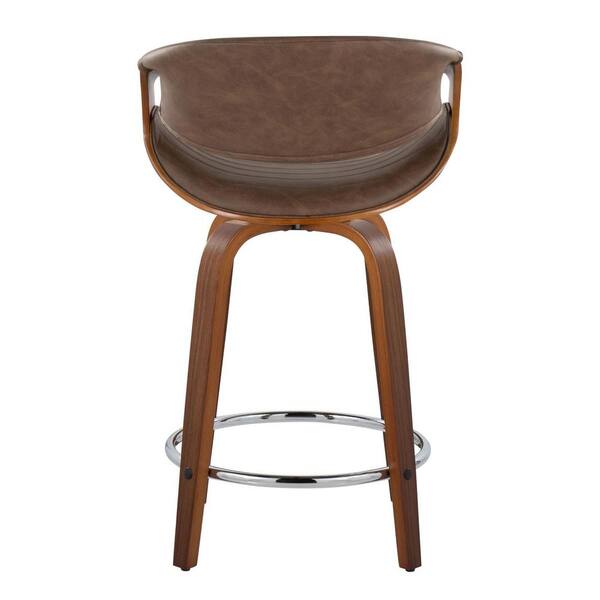 Lumisource Symphony 24 in. Espresso Faux Leather, Walnut Wood and