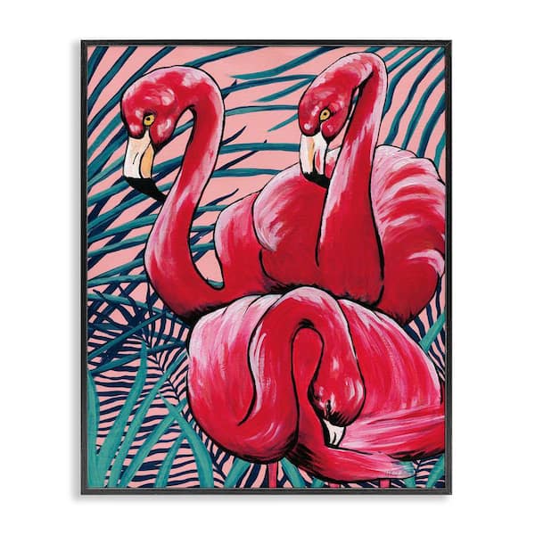 Stupell Industries Tropical Paradise Flamingos by Yvette St. Amant Black Framed Animal Giclee Art Print 30 in. x 24 in.