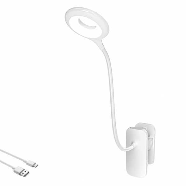 Clip-On LED Reading Light for Bed Headboard, Flexible Neck Clamp Lamp with 5 Color Modes and 5 Brightness Levels