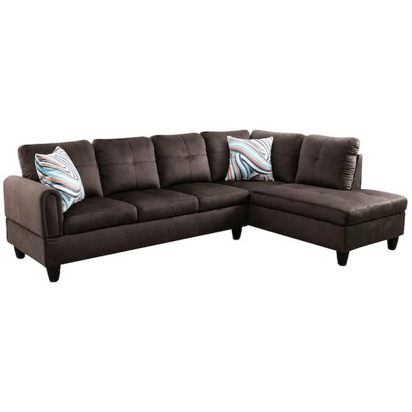 Star Home Living StarHomeLiving 25 in. W 2-Piece Microfiber L Shaped Sectional Sofa in Brown