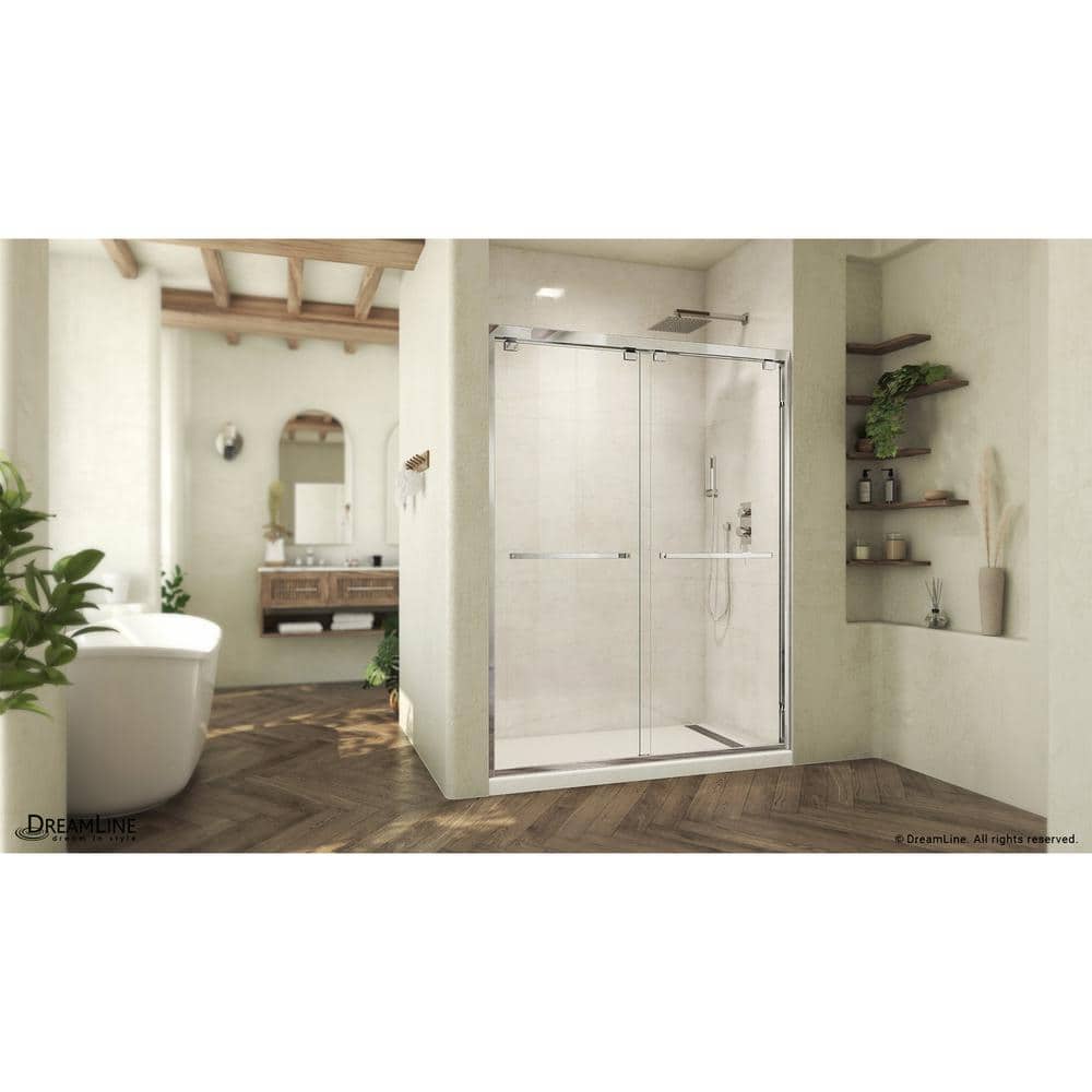 Abbey 60-inch Chrome Frameless Sliding Shower Door with Clear Glass
