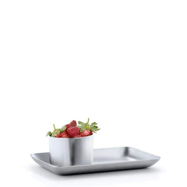 Elegant Matte Stainless Steel Rectangular Serving Tray, 6.69" x 4.33"