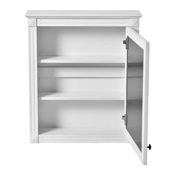 24 in. W x 27 in. H Rectangular MDF Medicine Cabinet with Mirror in White