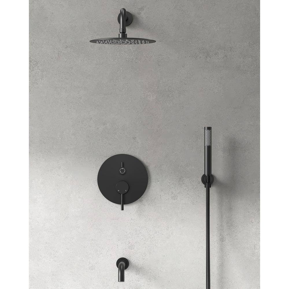 Matte Black Adjustable Rainfall Shower Head Set with Handheld Spray