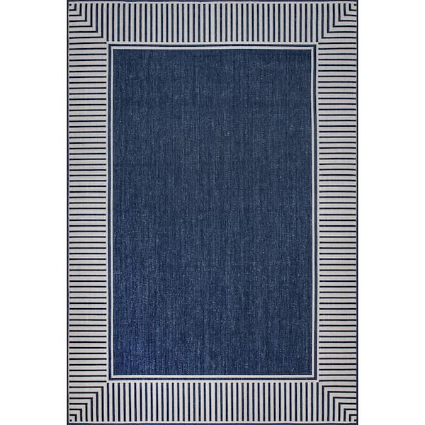 nuLOOM Asha Simple Border Navy 5 ft. x 8 ft. Indoor/Outdoor Patio Area Rug