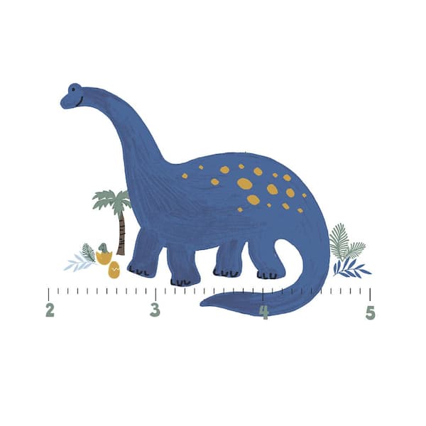 17.25 in. x 0.03 in. Blue Dino Growth Chart Wall Decal 15-Piece
