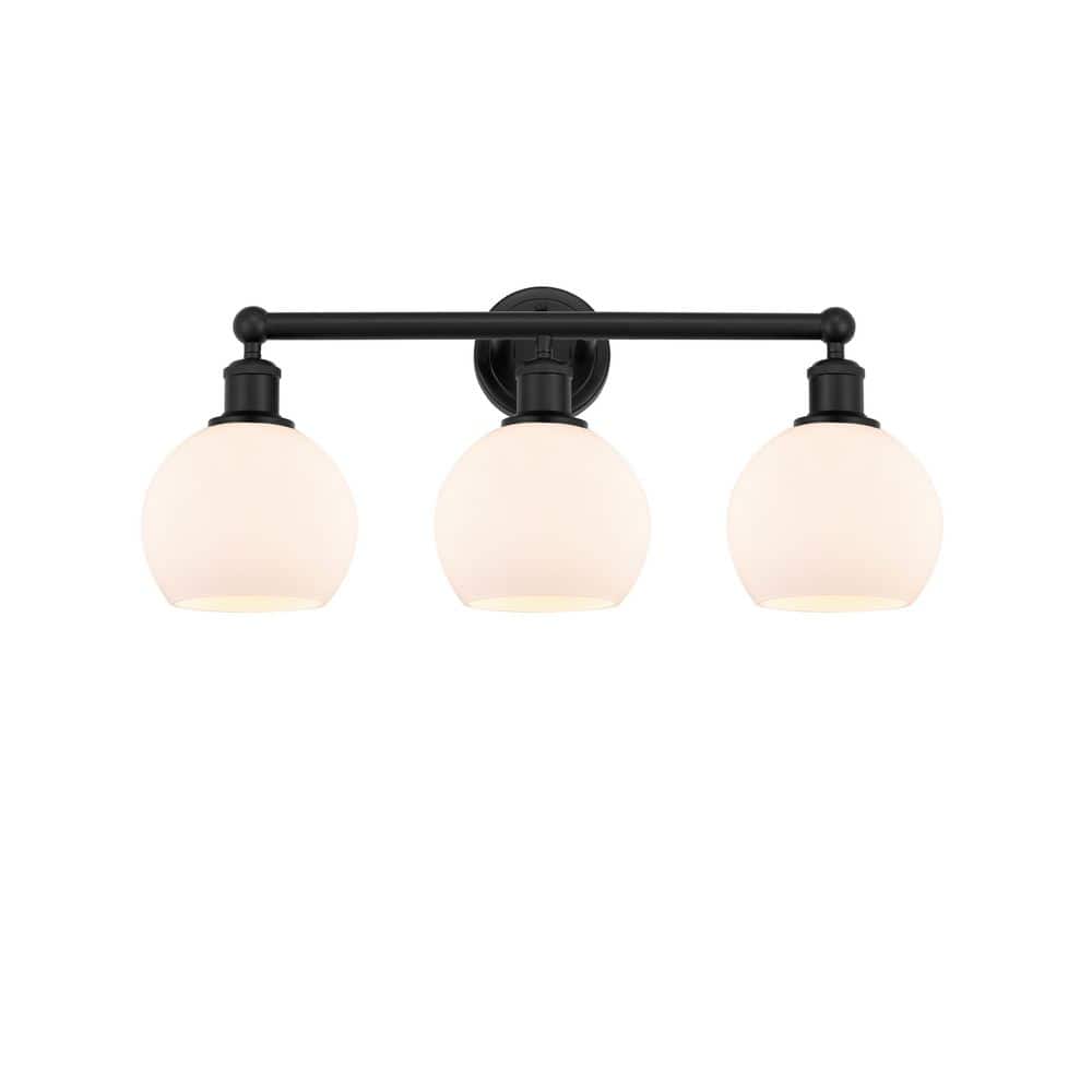 Athens 24 in. 3-Light Matte Black Vanity Light with Glass Shade price history on PriceWatchPro