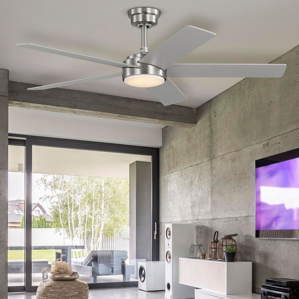 Cornwall 52 in. Brushed Nickel Downrod Standard Ceiling Fan with 5-Blades, White Adjustable LED, DC Motor, and Remote price history on PriceWatchPro
